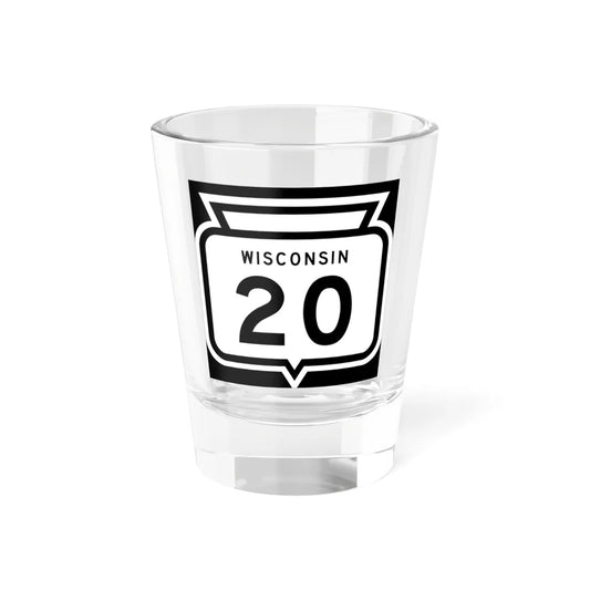 WIS 20 1958 (Wisconsin) (Road Sign) Shot Glass 1.5oz 1.5oz - Go Mug Yourself