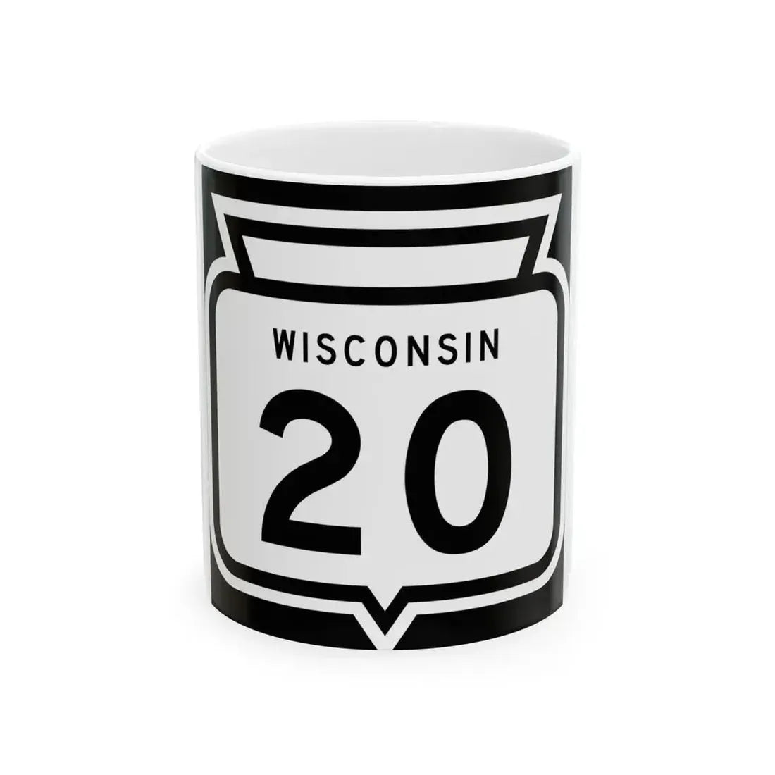 WIS 20 1958 (Wisconsin) (Road Sign) White Coffee Mug 11oz - Go Mug Yourself