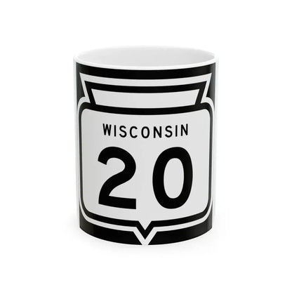 WIS 20 1958 (Wisconsin) (Road Sign) White Coffee Mug 11oz - Go Mug Yourself