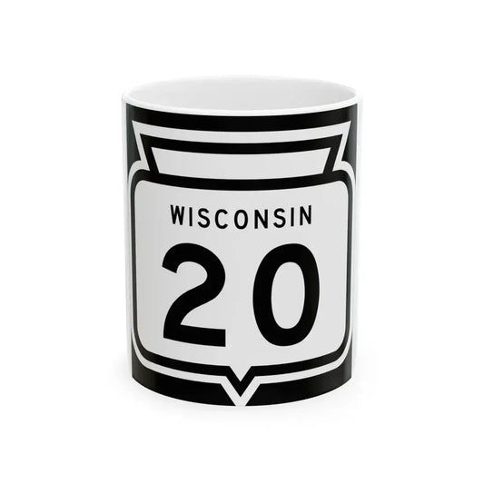 WIS 20 1958 (Wisconsin) (Road Sign) White Coffee Mug 11oz - Go Mug Yourself