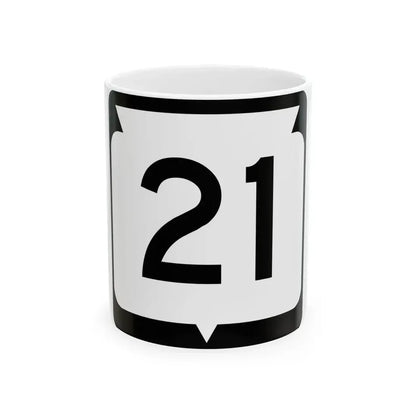 WIS 21 (Wisconsin) (Road Sign) White Coffee Mug 11oz - Go Mug Yourself