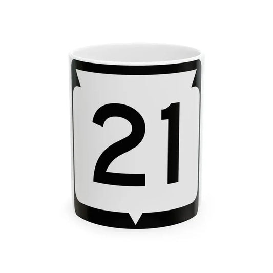WIS 21 (Wisconsin) (Road Sign) White Coffee Mug 11oz - Go Mug Yourself