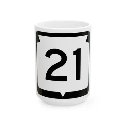 WIS 21 (Wisconsin) (Road Sign) White Coffee Mug 15oz - Go Mug Yourself