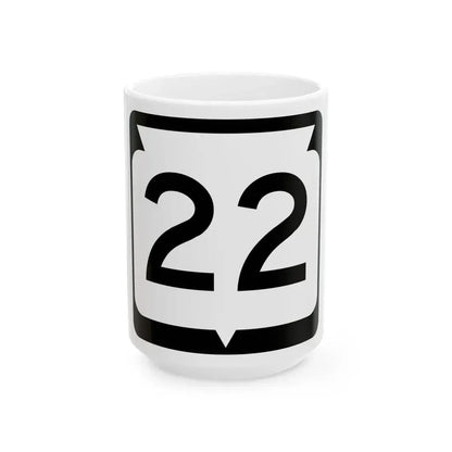 WIS 22 (Wisconsin) (Road Sign) White Coffee Mug 15oz - Go Mug Yourself