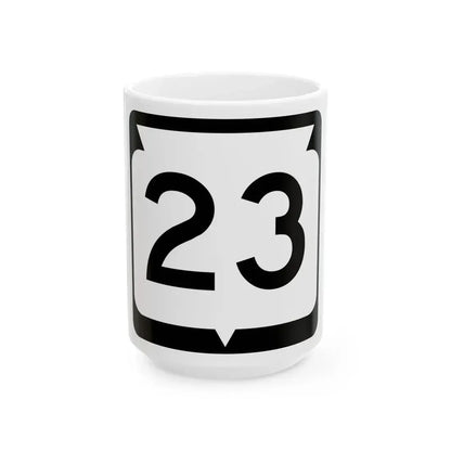 WIS 23 (Wisconsin) (Road Sign) White Coffee Mug 15oz - Go Mug Yourself