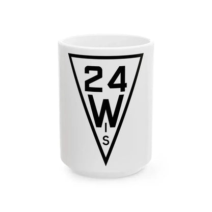 WIS 24 1927 (Wisconsin) (Road Sign) White Coffee Mug 15oz - Go Mug Yourself