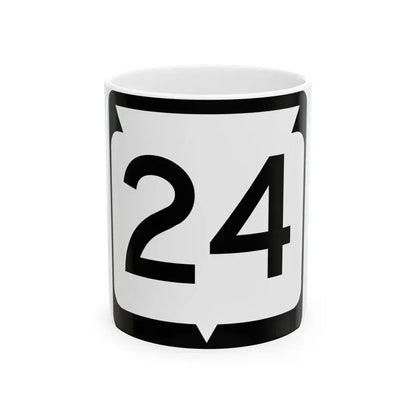 WIS 24 (Wisconsin) (Road Sign) White Coffee Mug 11oz - Go Mug Yourself