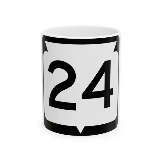 WIS 24 (Wisconsin) (Road Sign) White Coffee Mug 11oz - Go Mug Yourself