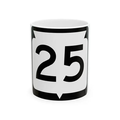 WIS 25 (Wisconsin) (Road Sign) White Coffee Mug 11oz - Go Mug Yourself