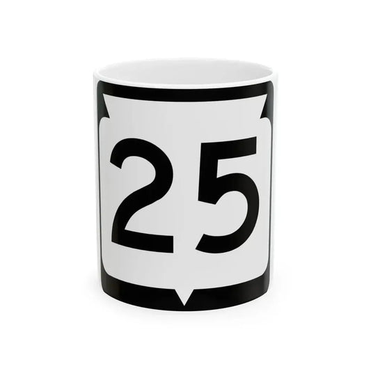 WIS 25 (Wisconsin) (Road Sign) White Coffee Mug 11oz - Go Mug Yourself