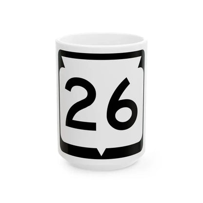 WIS 26 (Wisconsin) (Road Sign) White Coffee Mug 15oz - Go Mug Yourself