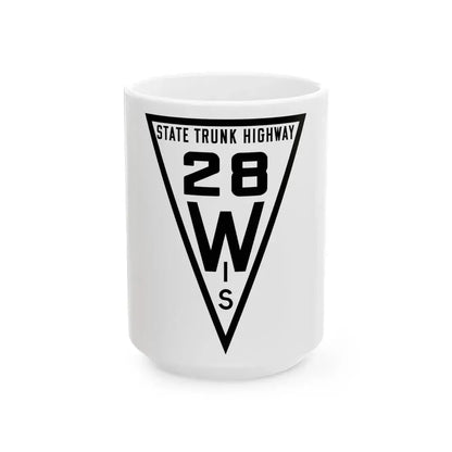 WIS 28 1919 (Wisconsin) (Road Sign) White Coffee Mug 15oz - Go Mug Yourself