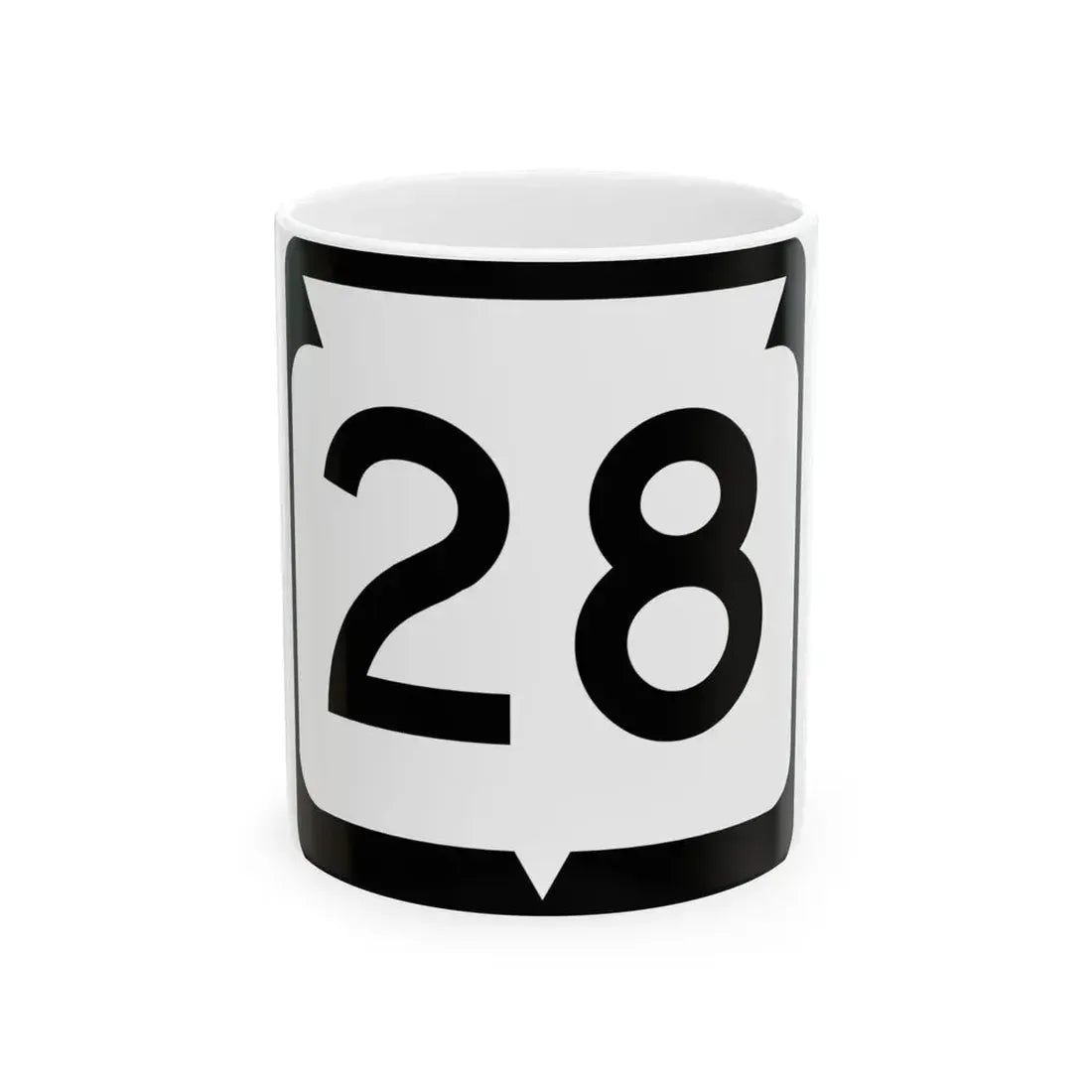 WIS 28 (Wisconsin) (Road Sign) White Coffee Mug 11oz - Go Mug Yourself