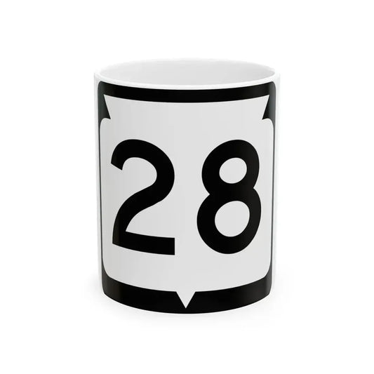 WIS 28 (Wisconsin) (Road Sign) White Coffee Mug 11oz - Go Mug Yourself
