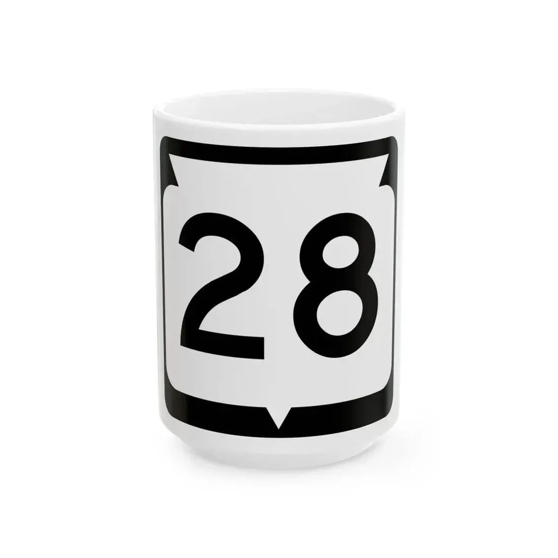 WIS 28 (Wisconsin) (Road Sign) White Coffee Mug 15oz - Go Mug Yourself