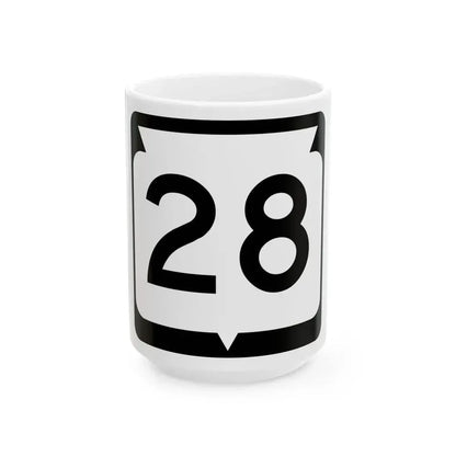 WIS 28 (Wisconsin) (Road Sign) White Coffee Mug 15oz - Go Mug Yourself