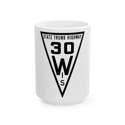 WIS 30 1919 (Wisconsin) (Road Sign) White Coffee Mug 15oz - Go Mug Yourself