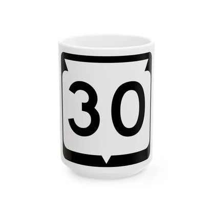 WIS 30 (Wisconsin) (Road Sign) White Coffee Mug 15oz - Go Mug Yourself