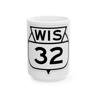 WIS 32 1949 (Wisconsin) (Road Sign) White Coffee Mug 15oz - Go Mug Yourself