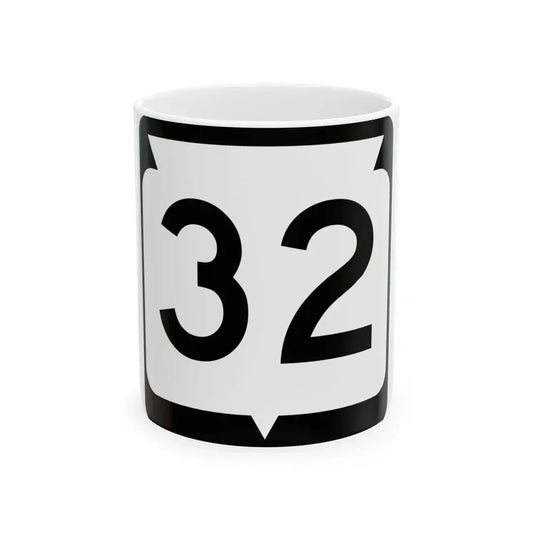 WIS 32 no arrows (Wisconsin) (Road Sign) White Coffee Mug 11oz - Go Mug Yourself
