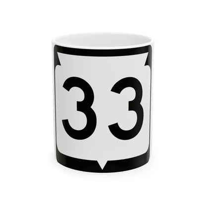 WIS 33 (Wisconsin) (Road Sign) White Coffee Mug 11oz - Go Mug Yourself