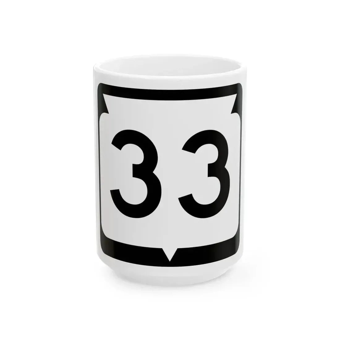 WIS 33 (Wisconsin) (Road Sign) White Coffee Mug 15oz - Go Mug Yourself