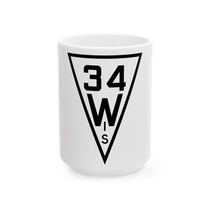 WIS 34 1927 (Wisconsin) (Road Sign) White Coffee Mug 15oz - Go Mug Yourself