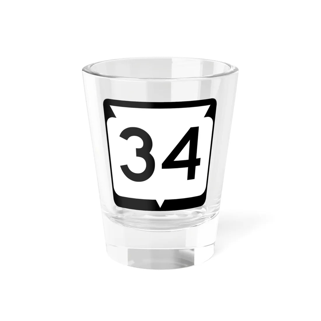 WIS 34 (Wisconsin) (Road Sign) Shot Glass 1.5oz 1.5oz - Go Mug Yourself