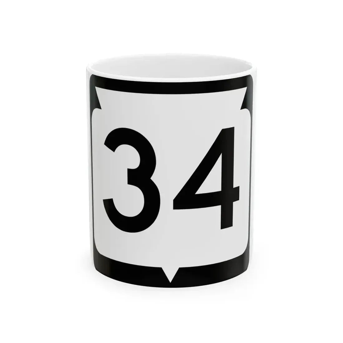 WIS 34 (Wisconsin) (Road Sign) White Coffee Mug 11oz - Go Mug Yourself