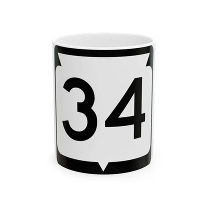 WIS 34 (Wisconsin) (Road Sign) White Coffee Mug 11oz - Go Mug Yourself