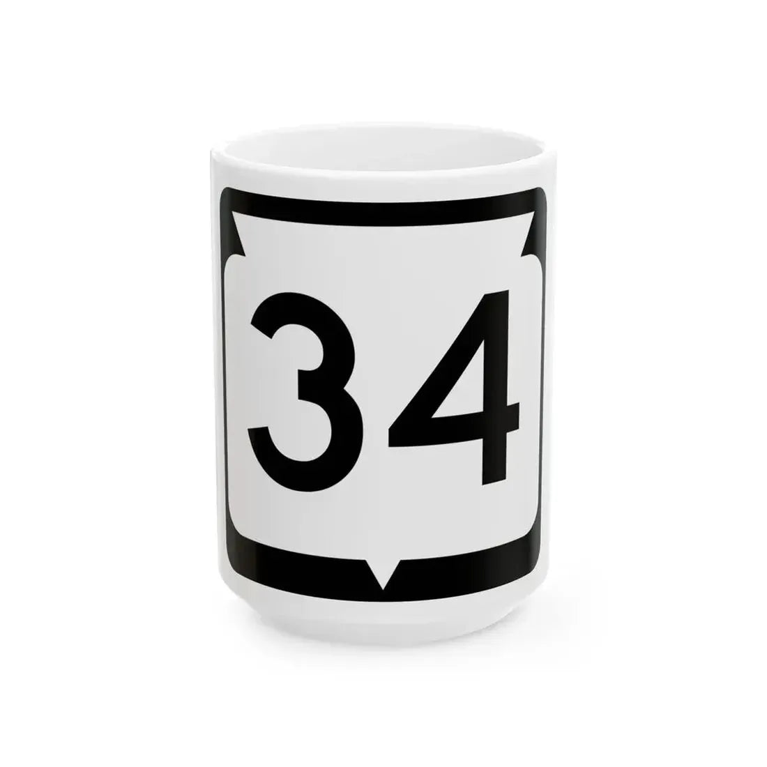WIS 34 (Wisconsin) (Road Sign) White Coffee Mug 15oz - Go Mug Yourself