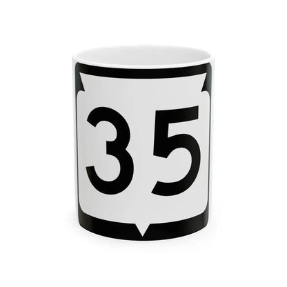 WIS 35 (Wisconsin) (Road Sign) White Coffee Mug 11oz - Go Mug Yourself
