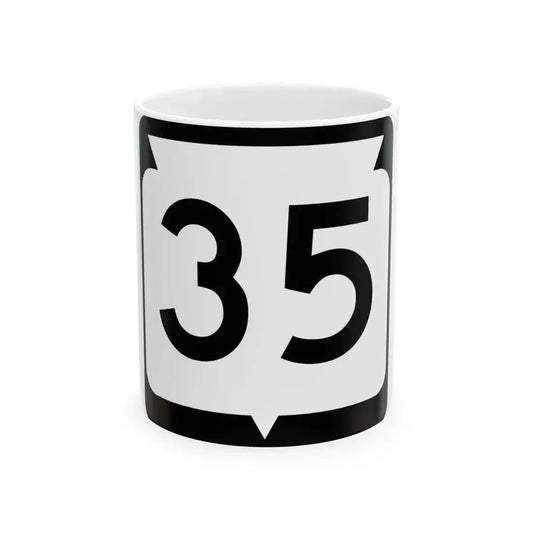 WIS 35 (Wisconsin) (Road Sign) White Coffee Mug 11oz - Go Mug Yourself