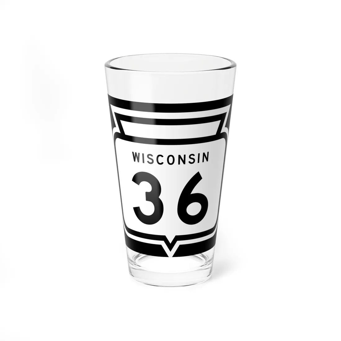 WIS 36 1958 (Wisconsin) (Road Sign) Pint Glss 16oz 16oz - Go Mug Yourself