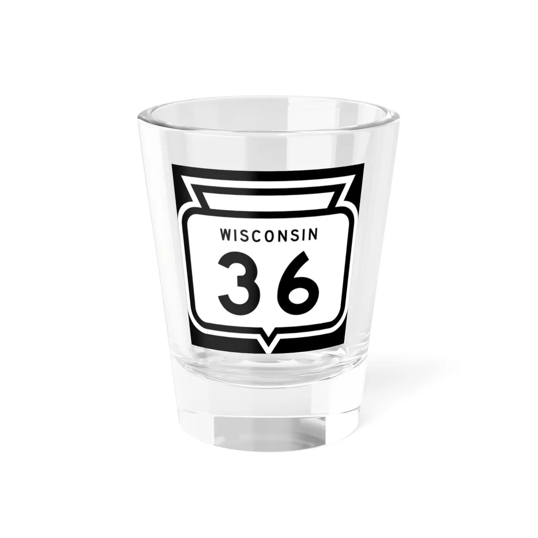 WIS 36 1958 (Wisconsin) (Road Sign) Shot Glass 1.5oz 1.5oz - Go Mug Yourself
