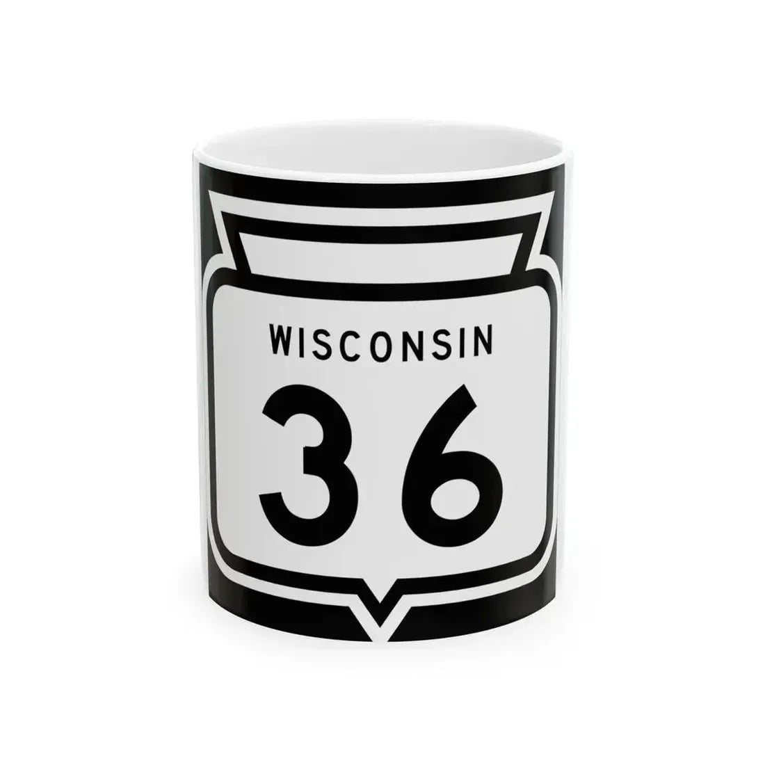WIS 36 1958 (Wisconsin) (Road Sign) White Coffee Mug 11oz - Go Mug Yourself