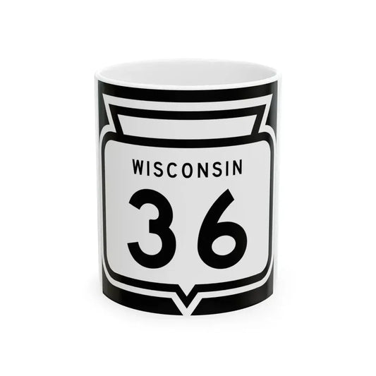 WIS 36 1958 (Wisconsin) (Road Sign) White Coffee Mug 11oz - Go Mug Yourself