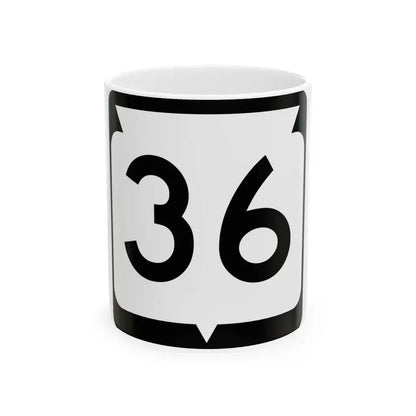 WIS 36 (Wisconsin) (Road Sign) White Coffee Mug 11oz - Go Mug Yourself