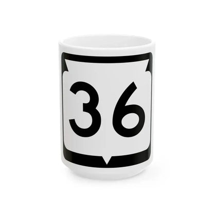 WIS 36 (Wisconsin) (Road Sign) White Coffee Mug 15oz - Go Mug Yourself