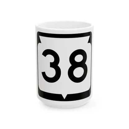 WIS 38 (Wisconsin) (Road Sign) White Coffee Mug 15oz - Go Mug Yourself