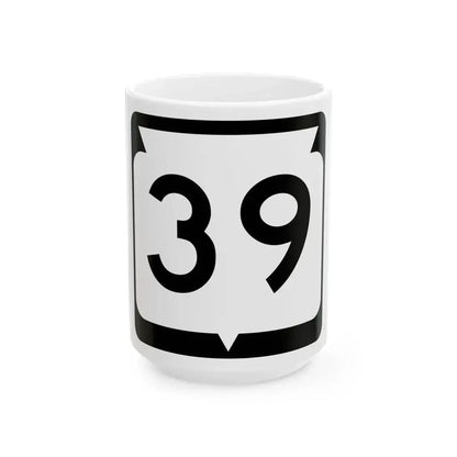 WIS 39 (Wisconsin) (Road Sign) White Coffee Mug 15oz - Go Mug Yourself