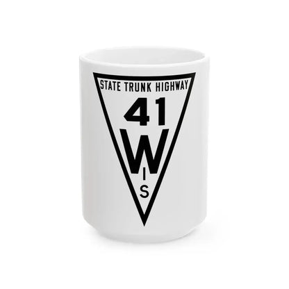 WIS 41 1919 (Wisconsin) (Road Sign) White Coffee Mug 15oz - Go Mug Yourself