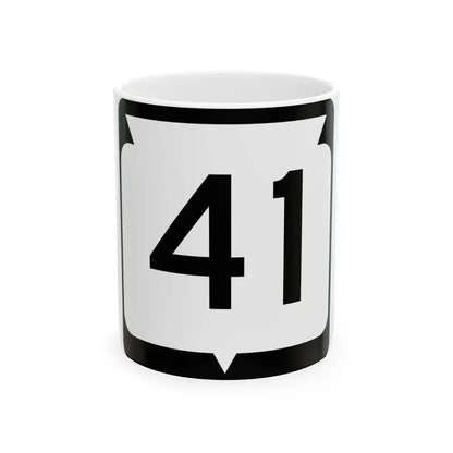 WIS 41 (Wisconsin) (Road Sign) White Coffee Mug 11oz - Go Mug Yourself