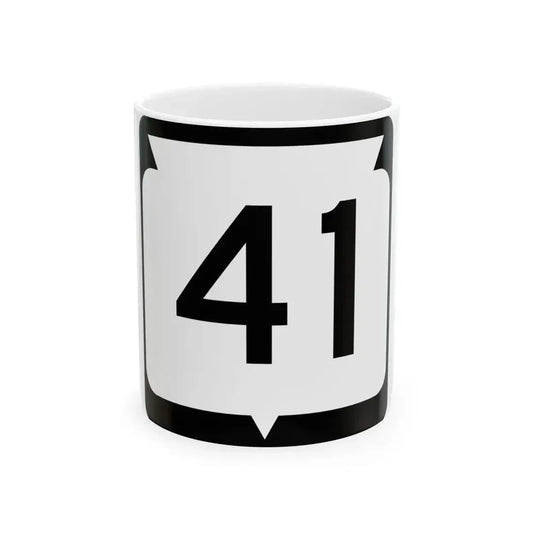 WIS 41 (Wisconsin) (Road Sign) White Coffee Mug 11oz - Go Mug Yourself