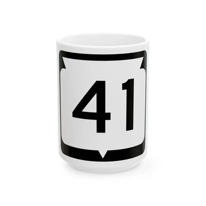 WIS 41 (Wisconsin) (Road Sign) White Coffee Mug 15oz - Go Mug Yourself