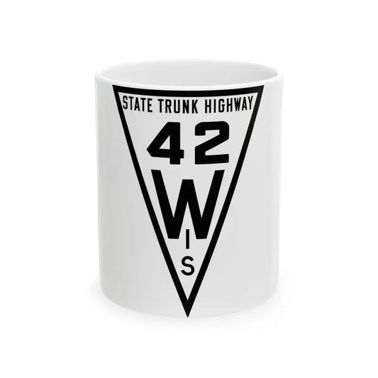 WIS 42 1919 (Wisconsin) (Road Sign) White Coffee Mug 11oz - Go Mug Yourself