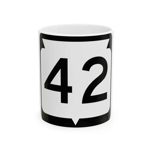 WIS 42 (Wisconsin) (Road Sign) White Coffee Mug 11oz - Go Mug Yourself