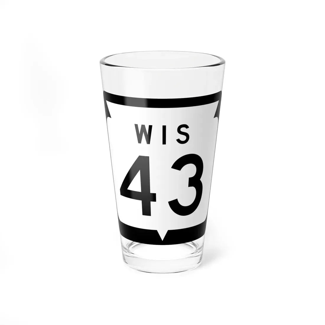 WIS 43 1970 (Wisconsin) (Road Sign) Pint Glass 16oz 16oz - Go Mug Yourself