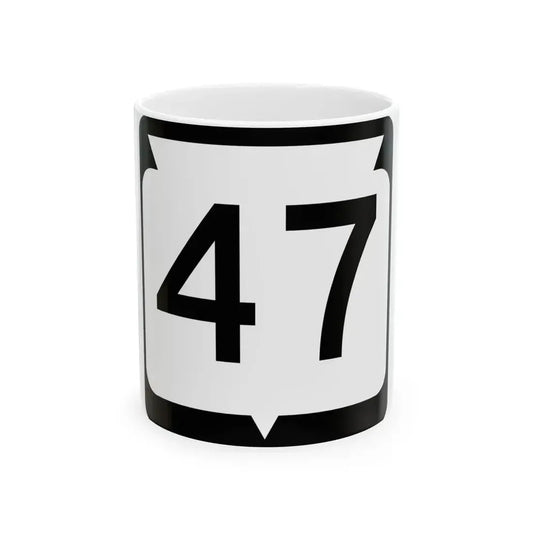 WIS 47 (Wisconsin) (Road Sign) White Coffee Mug 11oz - Go Mug Yourself