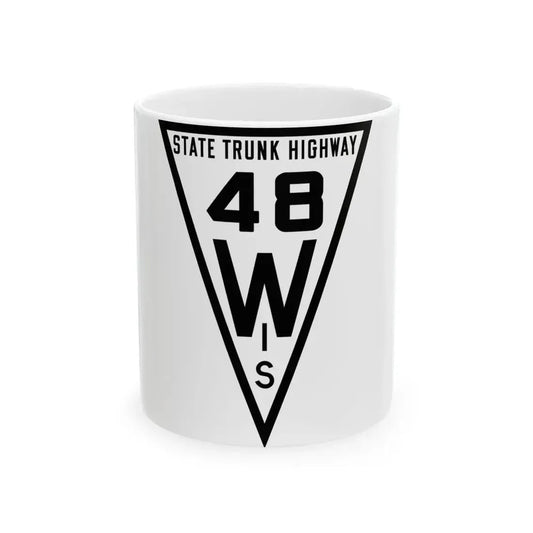 WIS 48 1919 (Wisconsin) (Road Sign) White Coffee Mug 11oz - Go Mug Yourself